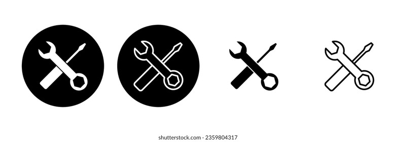 Reparatur-Tools Symbol-Set. Symbol des Werkzeuges, Vektorgrafik. Einstellsymbol, Vektorgrafik. Schraubenzieher und Schraubenzieher. Support, Service