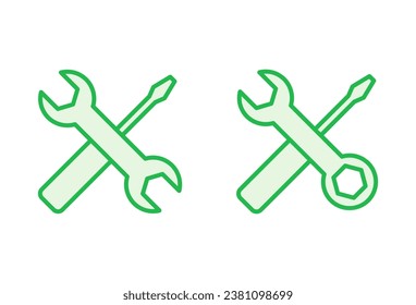 Reparatur-Tools Symbol-Set. Symbol des Werkzeuges, Vektorgrafik. Einstellsymbol, Vektorgrafik. Schraubenzieher und Schraubenzieher. Support, Service