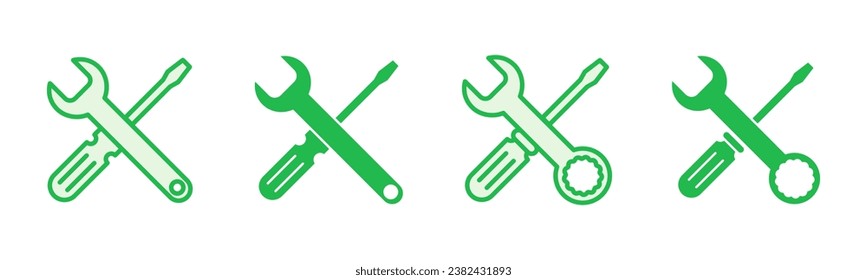 Repair tools icon set. tool icon vector. setting icon vector. Wrench and screwdriver. support, Service