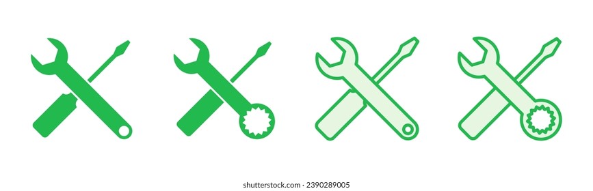 Repair tools icon set. tool icon vector. setting icon vector. Wrench and screwdriver. support, Service
