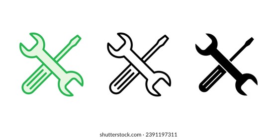 Repair tools icon set. tool icon vector. setting icon vector. Wrench and screwdriver. support, Service