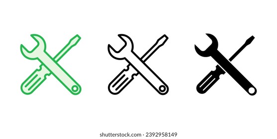 Repair tools icon set. tool icon vector. setting icon vector. Wrench and screwdriver. support, Service