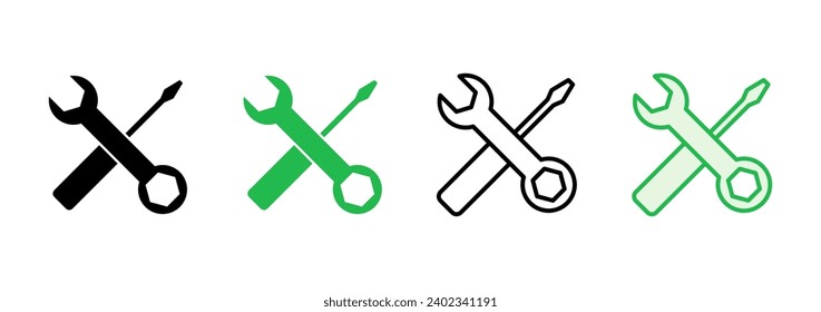 Repair tools icon set. tool icon vector. setting icon vector. Wrench and screwdriver. support, Service