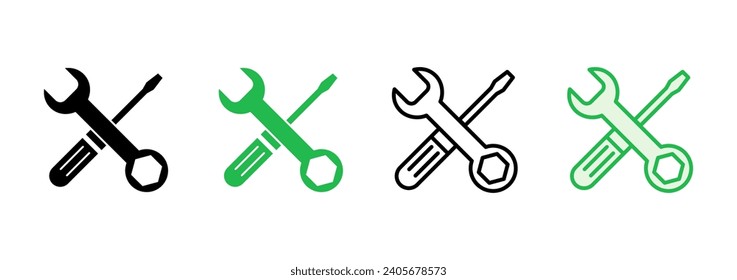 Repair tools icon set. tool icon vector. setting icon vector. Wrench and screwdriver. support, Service