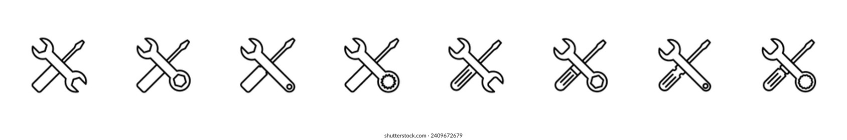 Repair tools icon set. tool icon vector. setting icon vector. Wrench and screwdriver. support, Service