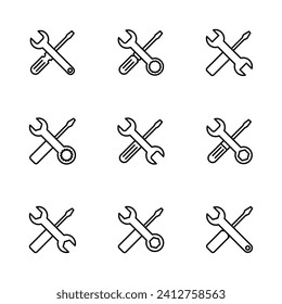 Repair tools icon set. tool icon vector. setting icon vector. Wrench and screwdriver. support, Service