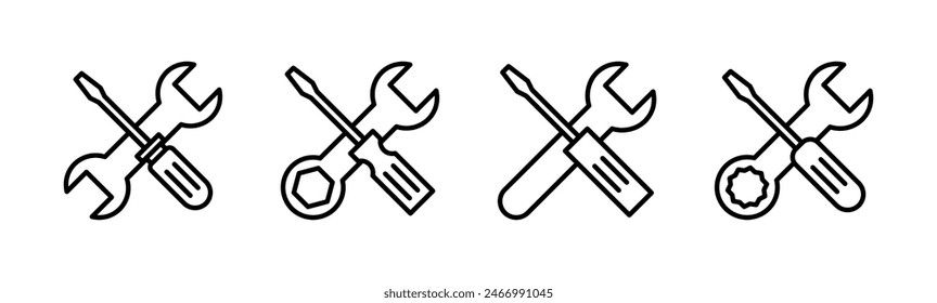 Repair tools icon set. tool icon vector. setting icon vector. Wrench and screwdriver. support, Service
