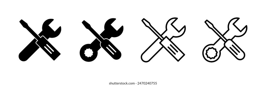 Repair tools icon set. tool icon vector. setting icon vector. Wrench and screwdriver. support, Service