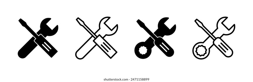 Repair tools icon set. tool icon vector. setting icon vector. Wrench and screwdriver. support, Service