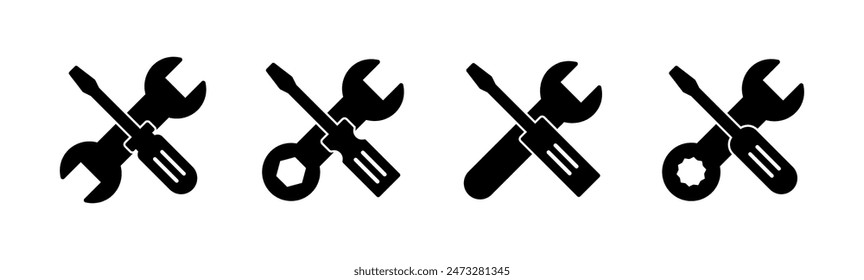 Repair tools icon set. tool icon vector. setting icon vector. Wrench and screwdriver. support, Service