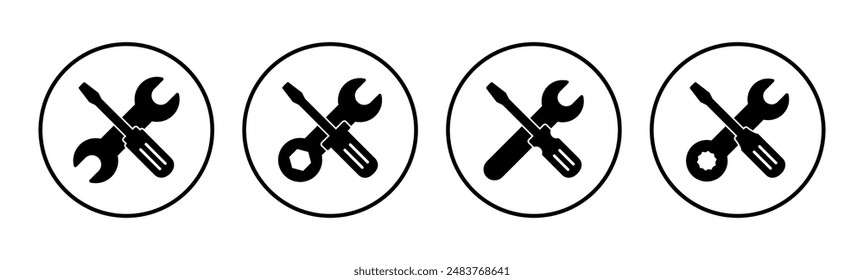 Repair tools icon set. tool icon vector. setting icon vector. Wrench and screwdriver. support, Service