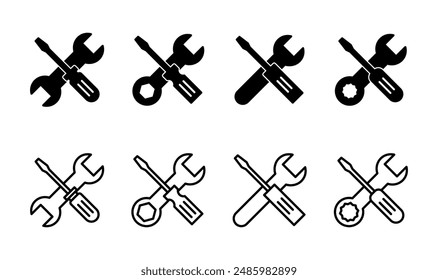 Repair tools icon set. tool icon vector. setting icon vector. Wrench and screwdriver. support, Service
