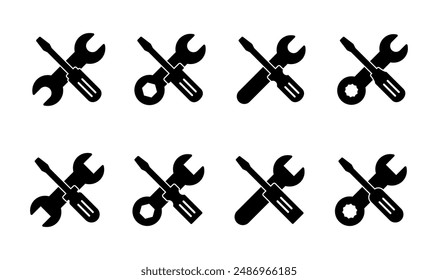 Repair tools icon set. tool icon vector. setting icon vector. Wrench and screwdriver. support, Service