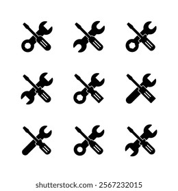 Repair tools icon set. tool icon vector. setting icon vector. Wrench and screwdriver. support, Service