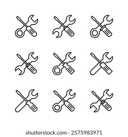 Repair tools icon set. tool icon vector. setting icon vector. Wrench and screwdriver. support, Service