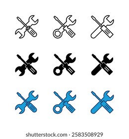 Repair tools icon set. tool icon vector. setting icon vector. Wrench and screwdriver. support, Service