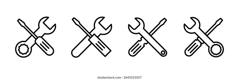 Repair tools icon set. tool icon vector. setting icon vector. Wrench and screwdriver. support, Service