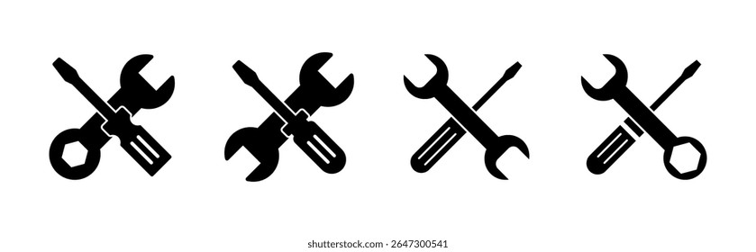 Repair tools icon set. tool icon vector. setting icon vector. Wrench and screwdriver. support, Service