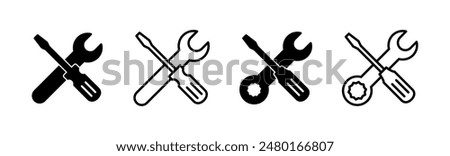 Repair tools icon set. tool icon vector. setting icon vector. Wrench and screwdriver. support, Service