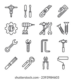 Icono de herramientas de reparación conjunto de ilustraciones vectoriales
