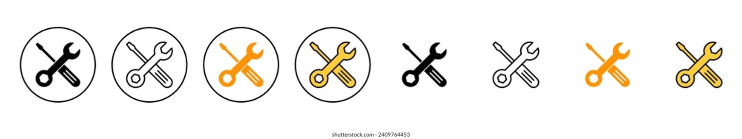 Reparaturwerkzeuge Symbol-Set Vektor. Werkzeugzeichen und Symbol. Einstellsymbol. Schraubenzieher und Schraubenzieher. Service