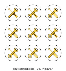 Repair tools icon set vector. tool sign and symbol. setting icon. Wrench and screwdriver. Service