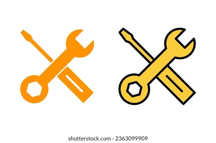 Juego de iconos de herramientas de reparación para aplicaciones web y móviles. símbolo y signo de la herramienta. para abrir el Navegador. Llave y destornillador. Servicio