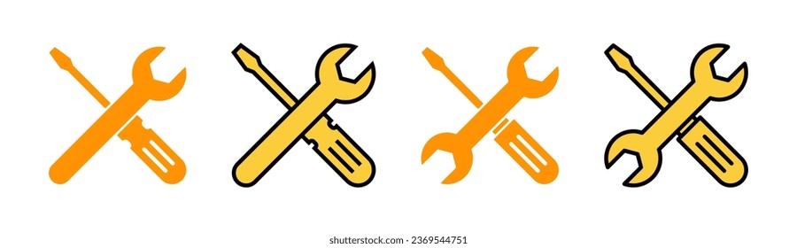 Repair tools icon set for web and mobile app. tool sign and symbol. setting icon. Wrench and screwdriver. Service