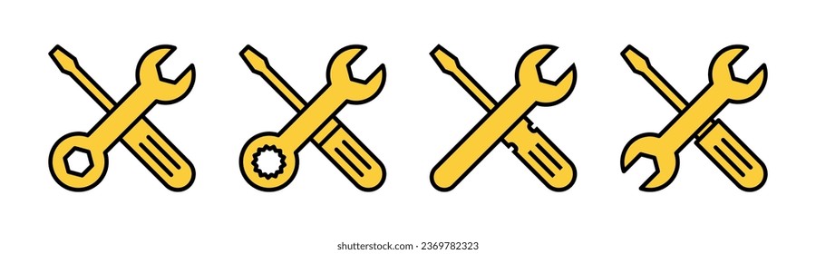 Juego de iconos de herramientas de reparación para aplicaciones web y móviles. símbolo y signo de la herramienta. para abrir el Navegador. Llave y destornillador. Servicio