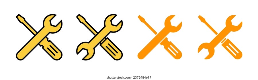 Repair tools icon set for web and mobile app. tool sign and symbol. setting icon. Wrench and screwdriver. Service