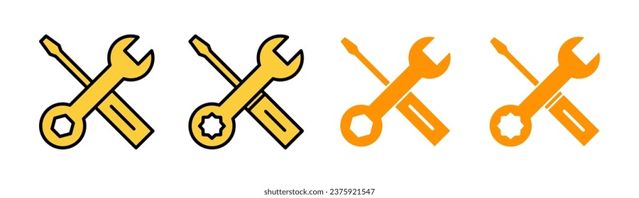 Repair tools icon set for web and mobile app. tool sign and symbol. setting icon. Wrench and screwdriver. Service