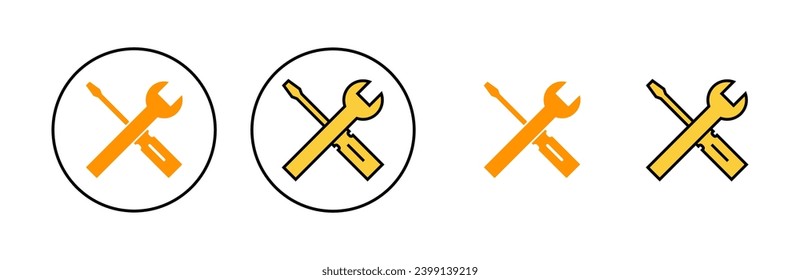 Juego de iconos de herramientas de reparación para aplicaciones web y móviles. símbolo y signo de la herramienta. para abrir el Navegador. Llave y destornillador. Servicio