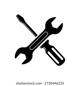 Icono de herramientas de reparación, configuración del Vector. Ilustración de símbolo de llave y destornillador