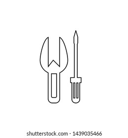 Repair tools icon. Settings button