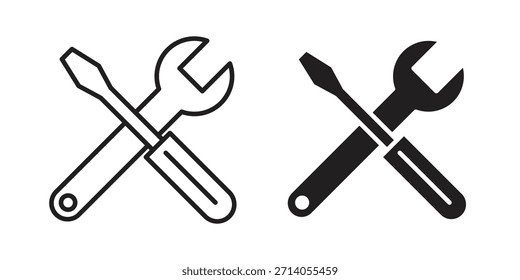 Herramientas de reparación icono silueta diseños de Vector. Trazos editables