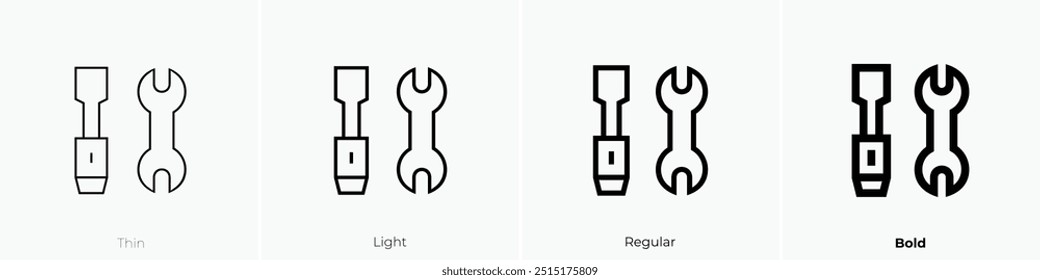 repair tools icon. Thin, Light Regular And Bold style design isolated on white background