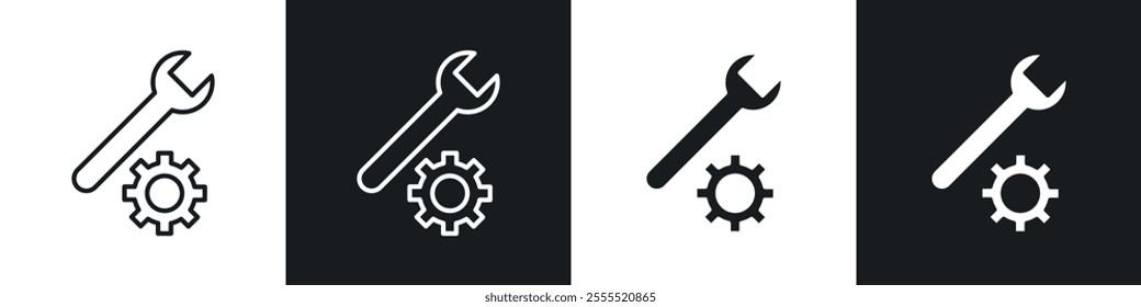 Repair tools icon vector collection in black and white.