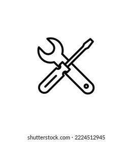 Ilustración del vector de icono de herramientas de reparación. símbolo y signo de la herramienta. para abrir el Navegador. Llave y destornillador. Servicio