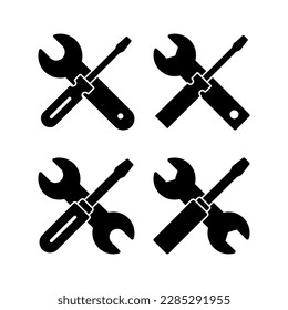 Ilustración del vector de icono de herramientas de reparación. símbolo y signo de la herramienta. para abrir el Navegador. Llave y destornillador. Servicio
