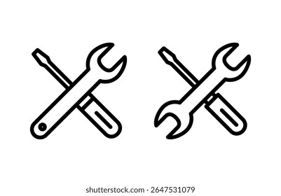 Ícone de ferramentas de reparo ilustração vetorial. símbolo de ferramenta e símbolo. ícone de configuração. Chave inglesa e chave de fenda Serviço