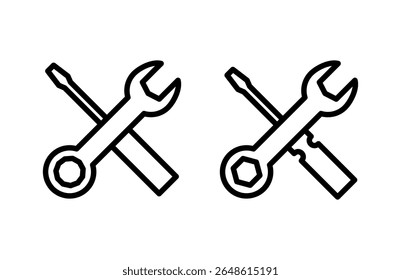 Icono de herramientas de reparación Ilustración vectorial. símbolo de herramienta y símbolo. icono de configuración. Llave y destornillador. Servicio