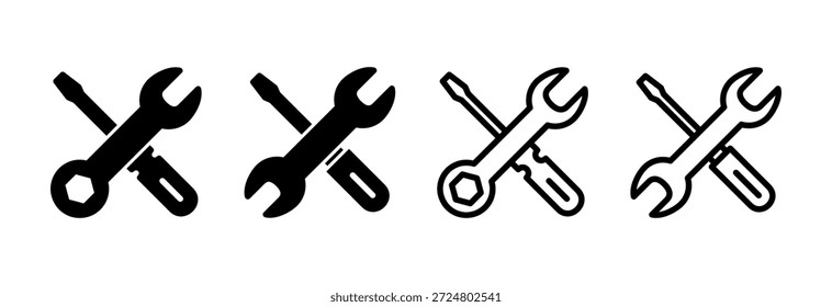 Ícone de ferramentas de reparo ilustração vetorial. símbolo de ferramenta e símbolo. ícone de configuração. Chave inglesa e chave de fenda Serviço