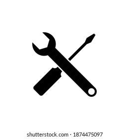 Vector de iconos de herramientas de reparación. vector de icono de herramienta. indicador de configuración. Llave y destornillador. soporte, servicio