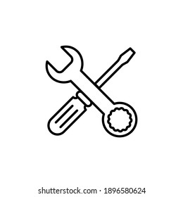 Repair tools icon vector. tool icon vector. setting icon vector. Wrench and screwdriver. support, Service