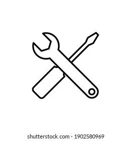 Repair Tools Icon Vector. Tool Icon Vector. Setting Icon Vector. Wrench And Screwdriver. Support, Service