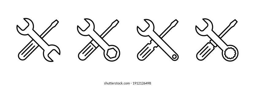 Vector de iconos de herramientas de reparación. vector de icono de herramienta. indicador de configuración. Llave y destornillador. soporte, servicio