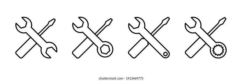 Repair tools icon vector. tool icon vector. setting icon vector. Wrench and screwdriver. support, Service