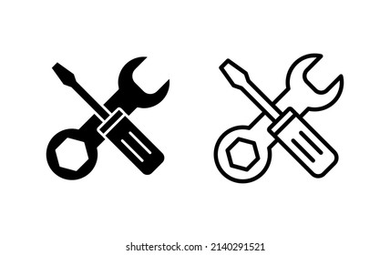 Reparaturwerkzeuge Symbol Vektorgrafik. Werkzeugzeichen und Symbol. Vektorsymbol. Schraubenzieher und Schraubenzieher. Service