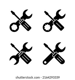 Vector de iconos de herramientas de reparación. símbolo y signo de la herramienta. icono de vectorización. Llave y destornillador. Servicio