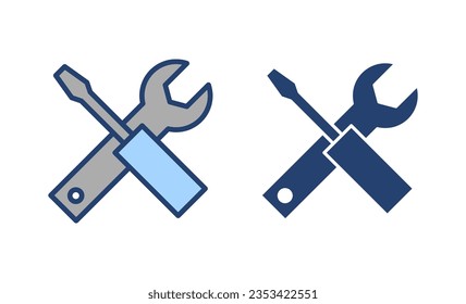 Vector de iconos de herramientas de reparación. símbolo y signo de la herramienta. para abrir el Navegador. Llave y destornillador. Servicio